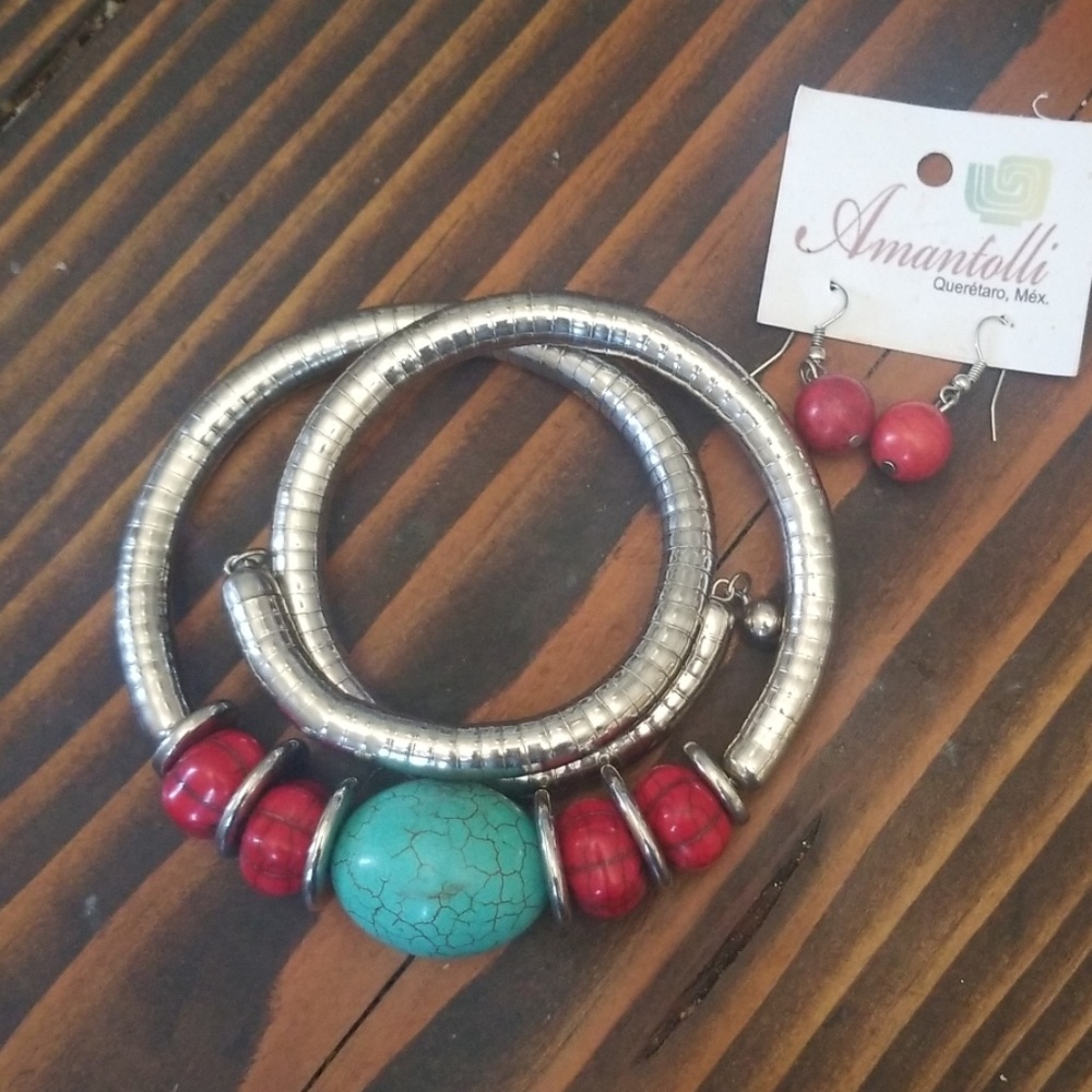 Handmade Bead and Silver Choker Colar Necklace